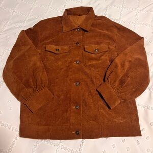 Women’s Brown Corduroy Button-Up Shirt Jacket